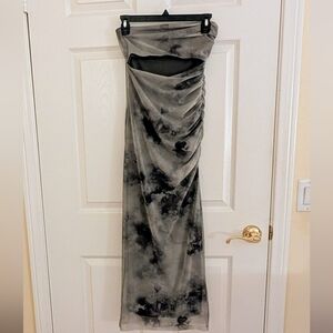 Zara strapless cutout midi dress mesh abstract print size small